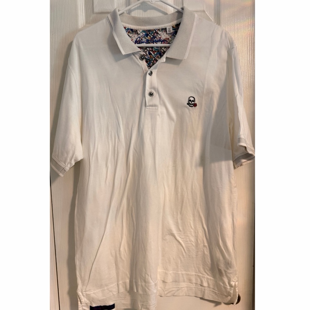Robert Graham Cream Polo with Skull Detail